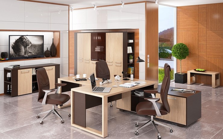 Кабинет руководителя ALTO с высоким шкафом для одежды, низким для документов и журнальным столиком в Ишиме - изображение 5