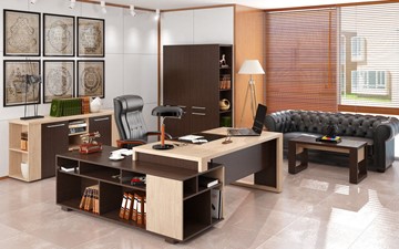 Кабинет руководителя ALTO с высоким шкафом для одежды, низким для документов и журнальным столиком в Ишиме - предосмотр