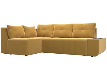 Угловой диван с оттоманкой Амадэус, Желтый (микровельвет) в Тюмени