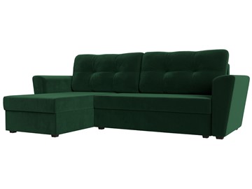 Угловой диван с оттоманкой Амстердам Лайт, Зеленый (велюр) в Тюмени