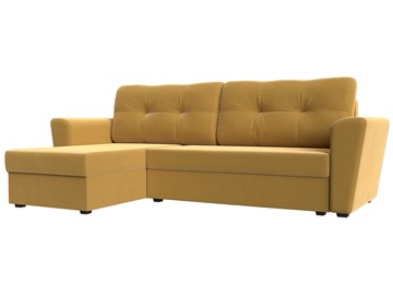 Угловой диван с оттоманкой Амстердам Лайт, Желтый (микровельвет) в Тюмени