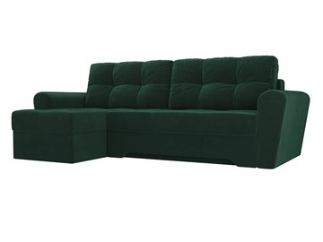 Угловой диван с оттоманкой Амстердам, Зеленый (велюр) в Заводоуковске