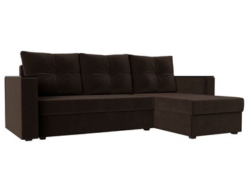 Угловой диван с оттоманкой Атланта Лайт Б/С, Коричневый (Микровельвет) в Тюмени - предосмотр