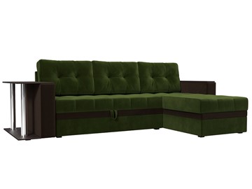 Угловой диван Атланта М, Зеленый/Коричневый (микровельвет) в Тюмени
