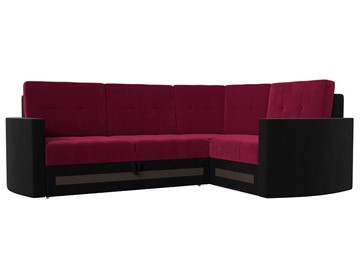 Угловой раскладной диван Белла, Бордовый/Черный (Микровельвет) в Тюмени