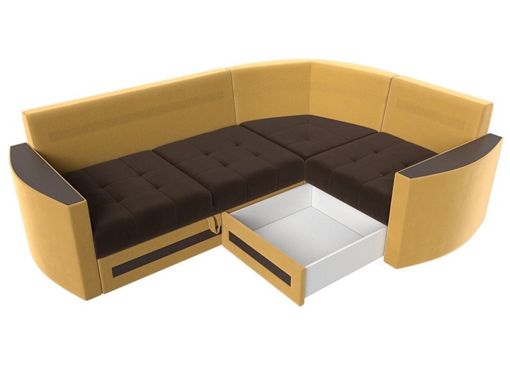 Угловой диван Белла, Коричневый/Желтый (Микровельвет) в Тюмени - изображение 2