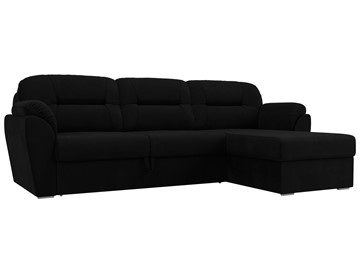 Угловой диван для гостиной Бостон, Черный (микровельвет) в Тюмени