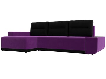 Угловой диван для гостиной Чикаго, Фиолетовый/Черный (микровельвет) в Тюмени