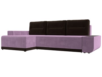 Угловой диван для гостиной Чикаго, Сиреневый/Коричневый (микровельвет) в Тюмени