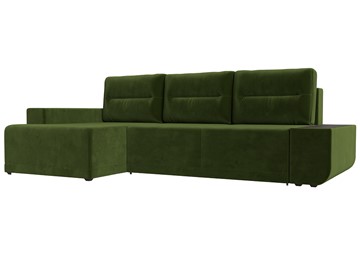 Угловой диван с оттоманкой Чикаго, Зеленый (микровельвет) в Тюмени