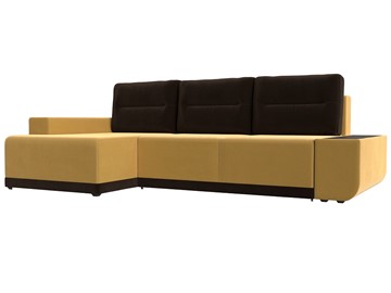 Угловой диван для гостиной Чикаго, Желтый/Коричневый (микровельвет) в Тюмени
