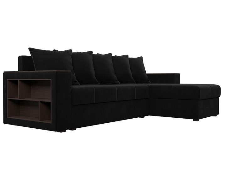 Угловой раскладной диван Дубай Лайт, Черный (микровельвет) в Тюмени - изображение 2
