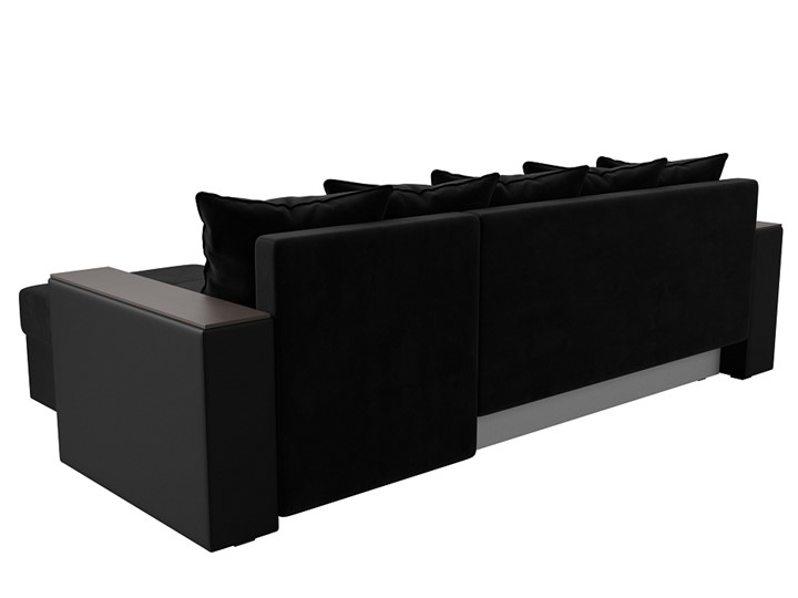 Угловой раскладной диван Дубай Лайт, Черный/Черный (велюр/экокожа) в Заводоуковске - изображение 7