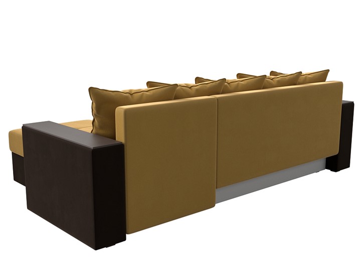 Угловой раскладной диван Дубай Лайт, Желтый/Коричневый (микровельвет) в Тюмени - изображение 7