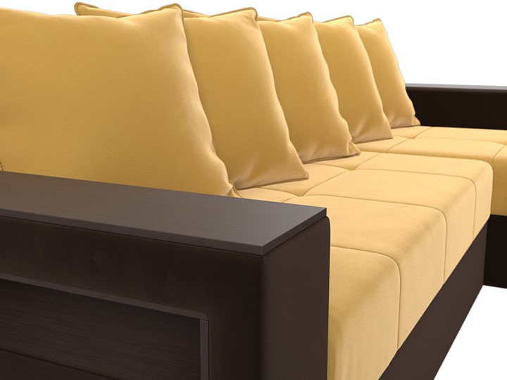 Угловой раскладной диван Дубай Лайт, Желтый/Коричневый (микровельвет) в Тюмени - изображение 8