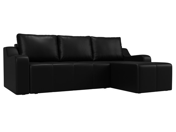 Угловой диван для гостиной Элида, Черный (экокожа) в Заводоуковске - изображение