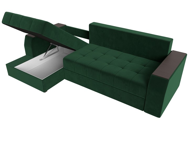 Угловой раскладной диван Эмир БС, Зеленый (Велюр), Боннель в Тюмени - изображение 3
