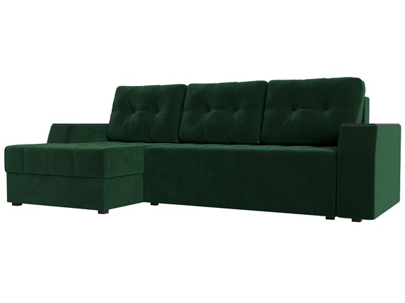 Угловой раскладной диван Эмир БС, Зеленый (Велюр), Боннель в Тюмени - изображение