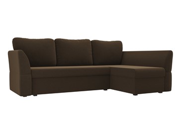 Угловой диван с оттоманкой Гесен, Коричневый (микровельвет) в Тюмени