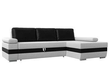 Угловой диван с оттоманкой Канкун, Белый/Черный (экокожа) НПБ в Тюмени