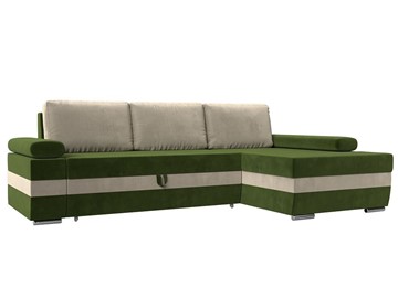 Угловой диван Канкун, Зеленый/Бежевый (микровельвет) НПБ в Тюмени