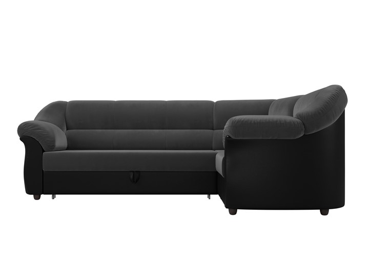 Угловой диван для гостиной Карнелла, Серый/Черный (велюр/экокожа) в Тюмени - изображение 2
