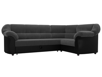 Угловой диван для гостиной Карнелла, Серый/Черный (велюр/экокожа) в Тюмени