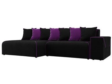Угловой раскладной диван Кёльн, Черный/Фиолетовый (микровельвет) в Тюмени