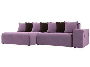 Угловой диван для гостиной Кёльн, Сиреневый/Коричневый (микровельвет) в Тюмени