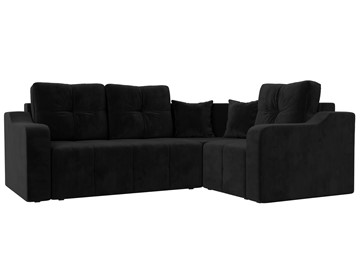 Угловой диван для гостиной Кембридж, Черный (велюр) в Тюмени - предосмотр