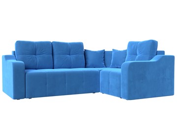 Угловой диван для гостиной Кембридж, Голубой (велюр) в Тюмени