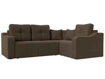 Угловой диван для гостиной Кембридж, Коричневый (рогожка) в Тюмени
