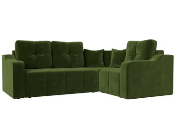 Угловой раскладной диван Кембридж, Зеленый (микровельвет) в Тюмени
