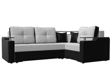 Угловой диван для гостиной Комфорт, Белый/Черный (экокожа) в Заводоуковске