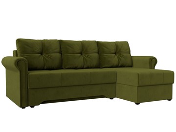 Угловой раскладной диван Леон боннель, Зеленый (Микровельвет) в Тюмени