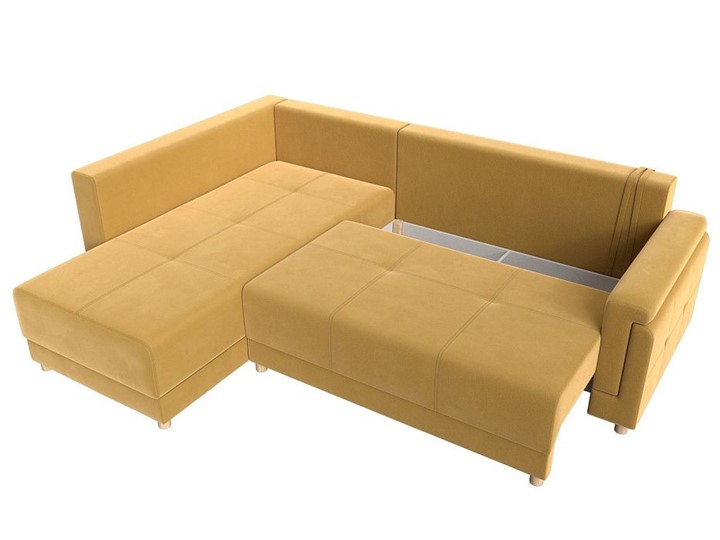Угловой раскладной диван Лига-024, Желтый (Микровельвет) в Заводоуковске - изображение 1