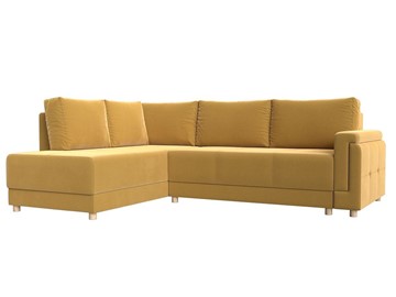 Угловой раскладной диван Лига-024, Желтый (Микровельвет) в Ишиме