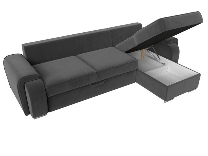 Угловой раскладной диван Лига-025, Серый (Велюр) в Заводоуковске - изображение 2