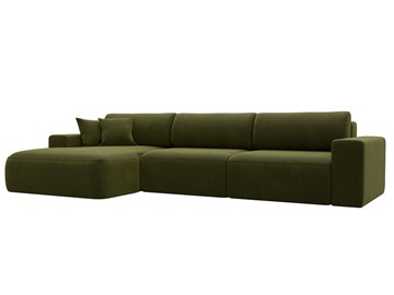 Угловой диван Лига-036 Классик лонг, Зеленый (Микровельвет) в Тюмени