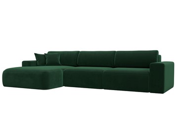 Угловой диван Лига-036 Классик лонг, Зеленый (велюр) в Тюмени