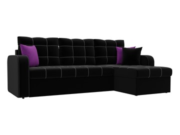 Угловой диван для гостиной Ливерпуль, Черный (микровельвет) в Тюмени