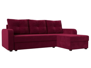 Угловой диван с оттоманкой Ливерпуль Лайт, Бордовый (Микровельвет) в Тюмени