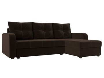 Угловой диван с оттоманкой Ливерпуль Лайт, Коричневый (Микровельвет) в Тюмени