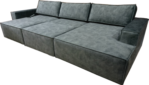 Угловой диван с оттоманкой Лофт 357х159х93 (Ремни/Еврокнижка) в Тюмени - изображение 5
