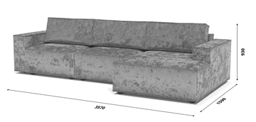 Угловой диван с оттоманкой Лофт 357х159х93 (Ремни/Еврокнижка) в Тюмени - предосмотр 8