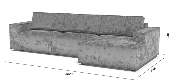 Угловой диван с оттоманкой Лофт 357х159х93 (Ремни/Еврокнижка) в Тюмени - изображение 8