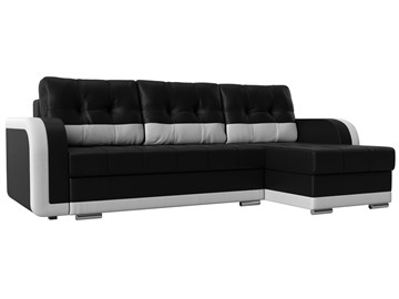 Угловой диван с оттоманкой Марсель, Черный/Белый (экокожа) в Заводоуковске