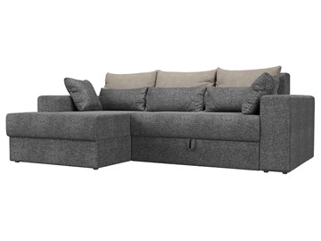 Угловой диван с оттоманкой Майами, Серый/Бежевый/Серый (рогожка) в Тюмени