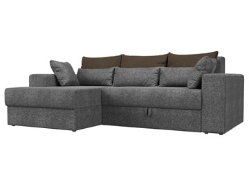 Угловой диван с оттоманкой Майами, Серый/Коричневый/Серый (рогожка) в Тюмени