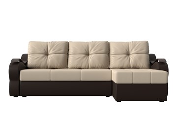 Угловой диван Меркурий, Бежевый/коричневый (экокожа) в Тюмени - предосмотр 1